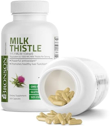 Bronson Milk Thistle 1000 Mg Silybum Marianum Antioxidant & Liver Health Support - Non-Gmo 300 Capsules
