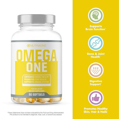 Nutraone Omegaone Omega-3 Fish Oil Supplement (90 Fish Oil Pills) 500Mg