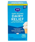 Berkley Jensen Maximum Strength Fast Acting Lactase Enzyme 9000 Fcc - Natural Dairy Relief Digestive Supplement - Helps Prevent Bloating Gas Loose Bowels Due To Lactose Intolerance 180 Tablets