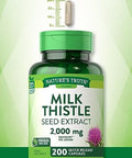 Nature'S Truth Milk Thistle 2000Mg 200 Capsules Non-Gmo And Gluten Seed Extract Supplement Silymarin Marianum