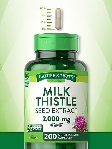 Nature'S Truth Milk Thistle 2000Mg 200 Capsules Non-Gmo And Gluten Seed Extract Supplement Silymarin Marianum