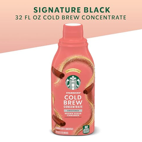 Starbucks Cold Brew Coffee Concentrate, Sweetened Brown Sugar Cinnamon Flavored Iced Coffee, 32 fl oz