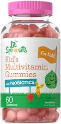 Carlyle Kids Multivitamin Gummies with Probiotics 60 Chewables Berry Flavor Vegetarian NonGMO Gluten Free Children's Supplement by Lil' Sprouts Packaging May Vary