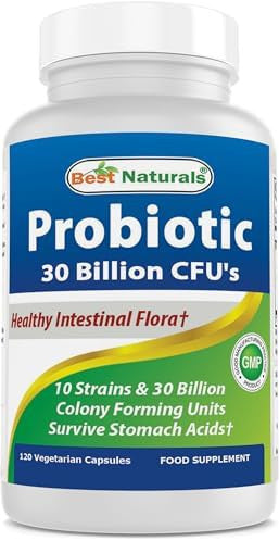 Best Naturals Probiotic 10 Strains & 30 Billion Cfu Intestinal Flora 120 Veggie Capsules Shelf Stable Probiotic (4146365)