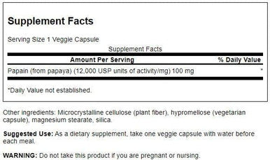 Swanson Papain Papaya Enzyme 100 Milligrams 90 Veg Capsules