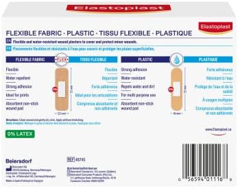 Elastoplast Fabric And Plastic Adhesive Bandages Variety Pack (80 Strips), Flexible & Water-Resistant Bandage With All-Around Adhesion, Ideal For First Aid Kit {Imported From Canada}