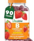 Lifeable Vitamin B Complex Gummies for Adults with Vitamin C Great Tasting Vitamin B Gummies for Energy and Nerve System Vegan B Complex Vitamins for Women Men 90 Gummies