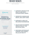 Revive Md Essential Vitamin Packs For Women & Men Vitamins Pack Daily Nutrient Supplement - Travel-Friendly Multivitamin Packets With Arjuna & Turmeric Extract Support Heart Joint & Organ Health