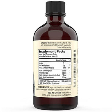 Sacred Eats Liquid Zinc (Glycinate Chelate) With Organic Elderberry & Echinacea (High In Quercetin) 4-In-1 Immune Suport Supplement For Adults & Kids Great Tasting Alcohol & Gluten Free Non Gmo (4.0 Oz)