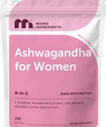 Micro Ingredients Ashwagandha for Women 600 mg Per Serving 240 Softgels 8in1 Ashwagandha Supplement with Magnesium Glycinate LTheanine Sea Moss Made with MCT Oil NonGMO Gluten Free