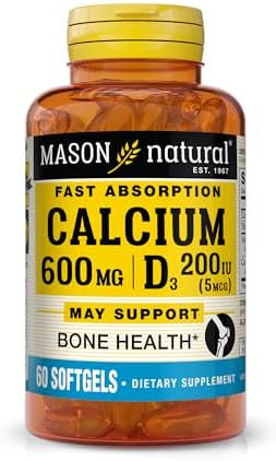Mason Natural Fast Absorption Calcium With Vitamin D3 Strengthens Muscle Function Supports Healthy Bones And Overall Health 60 Softgels