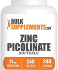 Bulksupplements.Com Zinc Picolinate Softgels - Zinc Supplements, Zinc 11Mg, Zinc Softgels - For Immune Support, Gluten - 1 Softgel Per Serving, 240 Count (Pack Of 1)