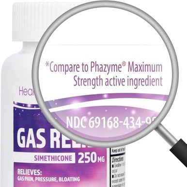 HealthA2Z Gas Relief Simethicone 250mg Fast Acting Gas Relief Bloating Pressure Discomfort