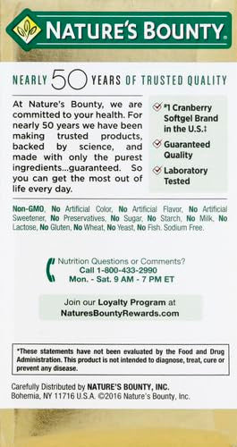 Nature's Bounty Cranberry Dietary Supplement Supports Urinary Tract And Immune Health Softgels 25 200 Mg 60 Ct