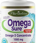 Paradise Herbs Omegasure Omega3 Concentrate Premium Fish Oil Dha Epa Vegan Non Gmo Gluten 60 Count Vegetarian Softgels