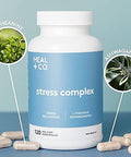 HEAL + CO. Stress Complex | Ashwagandha + L-Theanine | Stress + Relaxation Support | 120 Capsules