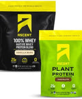 Ascent Whey + Plant Protein Powder - Vanilla Bean 4 Lb & Chocolate 18 Servings