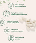 Micro Ingredients Pure Vitamin C 2000Mg 240 Veggie Capsules Highly Bioavailable Fat & Water Soluble Forms Max Potency Antioxidant & Immune Support Supplement Easily Absorbed Non-Gmo Filler Free