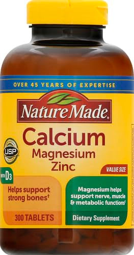 Nature Made Calcium Magnesium Oxide Zinc With Vitamin D3 Helps Support Bone Strength Tablets 300 Count
