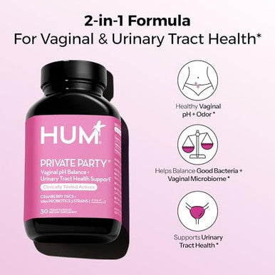 Hum Private Party Vaginal Probiotics For Women'S Health Ph Balance Supplement And Urinary Tract Support With Cranberry & Lactobacillus Blendcranberry Pills (30 Capsules)