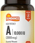 Sundance High Potency Vitamin A Softgels 3000Mcg 100 Count Essential Vitamin Nongmo And Gluten Supplement