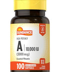 Sundance High Potency Vitamin A Softgels 3000mcg 100 Count Essential Vitamin NonGMO and Gluten Free Supplement