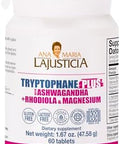 Ana MaraA Lajusticia Tryptophane Plus Ashwagandha Supplement + Rhodiola & Magnesium 60 Tabs Vegan Gluten Kosher Halal Lactose 600 Mg Support Strees Relief Energy And Sleep.