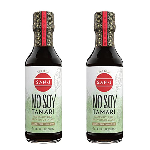 San-J - No Soy Tamari - Specially Brewed Soy Sauce Alternative - 10 oz. Bottles - 2 Pack