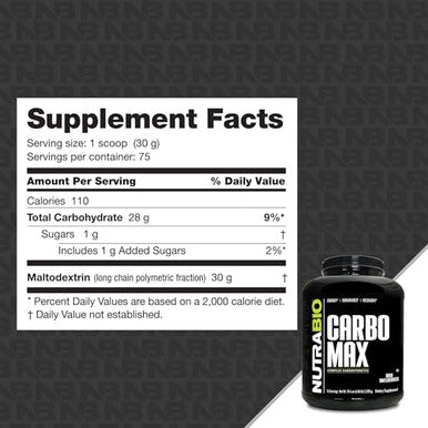 Nutrabio Carbomax Maltodextrin Powder - Carbohydrate Powder For Sustained Energy - Calorie Rich For Muscle And Weight Gain - Unflavored - 5 Pounds 75 Servings