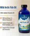 Nordic Naturals Arctic-D Cod Liver Oil Lemon - 8 Oz - 1060 Mg Total Omega-3S 1000 Iu Vitamin D3 - Epa & Dha - Heart Brain Bone Immune & Mood Support - Non-Gmo 48 Servings