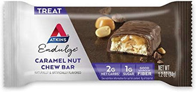 Atkins Endulge Caramel Nut Chew Bar Dessert Favorite 1G Sugar & Milk Chocolate Delight Protein Shake 15G Protein Low Glycemic 2G Net Carb 1G Sugar Keto Friendly 12 Count