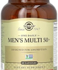 Solgar One Daily MenS Multi 50+ Whole Body Support For Men 50 And Older Highly Absorbable Delayed Release Heart Energy Stress Muscle Bone Prostate Support Vitamin 60 Vegan Capsules 60 Servings