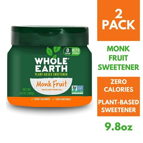 Whole Earth Monk Fruit 9.8 oz Jar Pack of 2