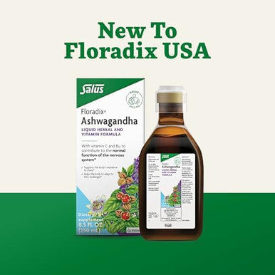 Floradix By Salus Magnesium 17 Fl Oz & Ashwagandha Liquid 8.5 Fl Oz