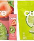 Cure Hydration Bundle Plantbased Electrolyte Drink Mix No Added Sugar Fsahsa Dehydration Relief Powder Made With Coconut Water Vegan 28 Packets Strawberry Kiwi & Lime