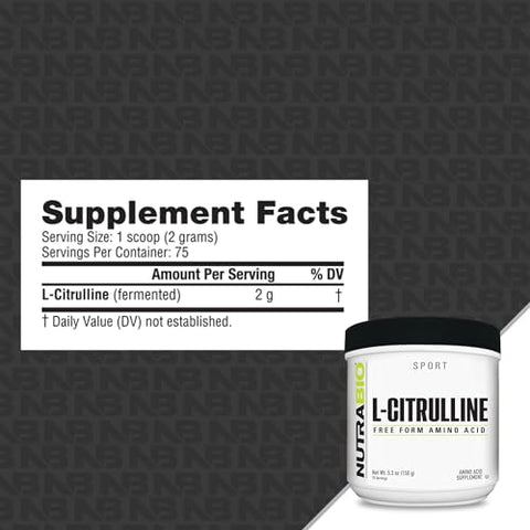 Nutrabio L-Citrulline Free Form Amino Acid 5.3 Oz (150 G)