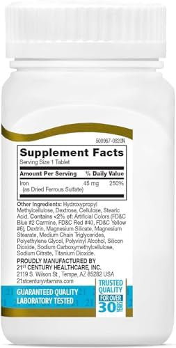 21St Century Slow Release Iron Tablets 60 Ea Pack Of 4 Packaging May Vary