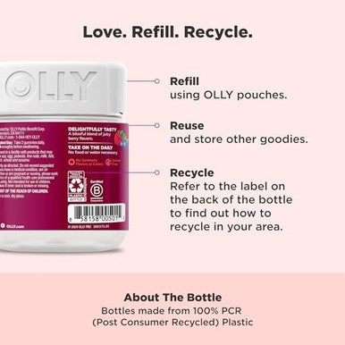 Olly Women'S Multivitamin Gummy Vitamins A D C E Biotin Folic Acid Adult Chewable Vitamin Berry Flavor 45 Day Supply 90 Count