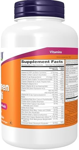 Now Supplements Ecogreen Multi Vitamin With Green Superfoods Iron 180 Veg Capsules