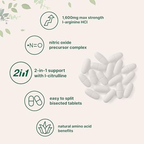 Micro Ingredients L-Arginine 1600Mg Nitric Oxide Supplement For Men With L-Citrulline 240 Bisected Tablets Nitric Oxide Precursor Muscle Energy & Heart Support Non-Gmo Gluten Free 4 Month Supply