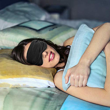 Hochoek Silk-Sleep-Mask Eye-Mask Eye-Cover Eyeshade - 100% Silk Soft Adjustable Strip(Black+Dark Blue+Purple)