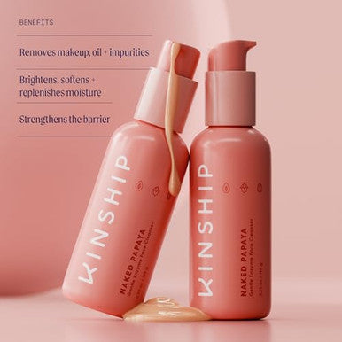 Kinship Papaya Hydrating Gentle Cleanser Natural Cream Face Wash Vitamin E, Jojoba Oil Facial Cleanser Makeup Remover Sensitive Skin Care (5.25 Oz)