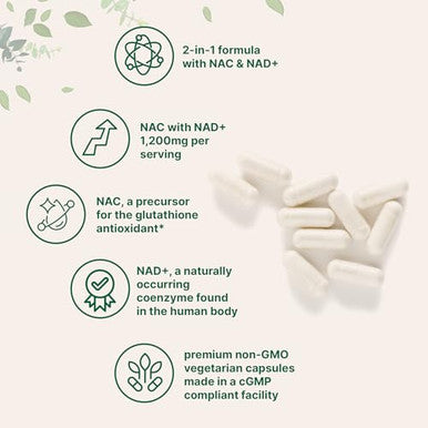 Micro Ingredients Nac With Nad 240 Vegetarian Capsules 1200 Mg Per Serving 2-In-1 N-Acetyl-L-Cysteine With Nicotinamide Adenine Dinucleotide Non-Gmo Cgmp Manufactured