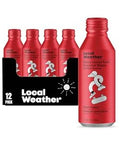 Local Weather Fruit Punch Premium Sports Drink - Natural Electrolyte Hydration Drink with 6g Natural Cane Sugar, Adaptogens & Nootropics, Low Sugar Energy Drink, Gluten Free, Non-GMO, Aluminum Bottle - 12 Pack