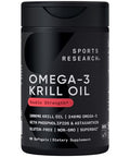 Sports Research Antarctic Krill Oil Omega 3 1000Mg (Double Strength) With Phospholipids Choline & Astaxanthin Triple Strength Omega 3 Fish Oil Single-Source Wild Alaska Pollock 1250Mg Vitamin D3 K