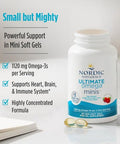 Nordic Naturals Ultimate Omega Minis Strawberry Flavor - 60 Minis Soft Gels - 1120 Mg Omega-3 - High-Potency Fish Oil Supplement - Epa & Dha - Promotes Brain & Heart Health 30 Servings