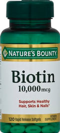 Nature'S Bounty Biotin Hair Skin And Nails Vitamins Supports Healthy Hair Skin And Nails 10000 Mcg 120 Softgels (Pack Of 2)