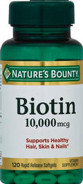 Nature'S Bounty Biotin Hair Skin And Nails Vitamins Supports Healthy Hair Skin And Nails 10000 Mcg 120 Softgels (Pack Of 2)