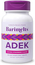 Barimelts Adek - 60 Fast-Dissolving Tablets (2-Month Supply) - Sugar- Bariatric Vitamins For Women Including Vitamin A, Vitamin D, Vitamin E & Vitamin K, Natural Strawberry Flavor
