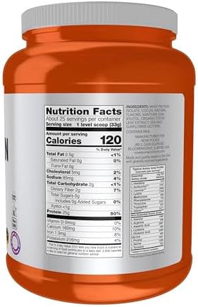 Now Foods Sports Nutrition Whey Protein Isolate 25 G With Bcaas Creamy Chocolate Powder 1.8Pound